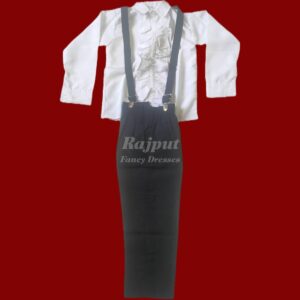 White Shirt Black Pant with gallus