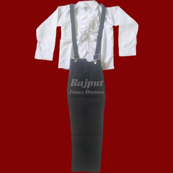 White Shirt Black Pant with gallus